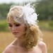 Sale, Wedding Veil, Feather Fascinator, True White, or Ivory, Birdcage Veil, Silk Flower, Bridal, Removable Blusher Veil, Pearl, Crystal