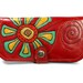 Wallet Leather - Jazzy Flowers with Red Mothers day gift