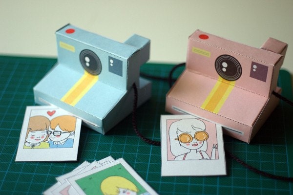 Perfect Paper Polaroid Cameras - includes 2 colours (baby blue and powder pink) - Printable PDF paper craft project