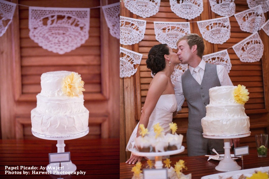 Papel picado wedding garland MI FAMILIA (3 banners) personalized . featured in Destination Weddings magazine