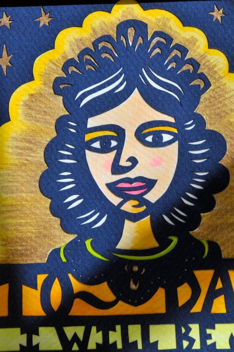 La Chingona . Original Inspirational Framed Papercut Art . 5x7
