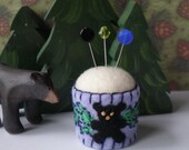 Little Bear in the Blueberry Patch Bottle Cap Pincushion