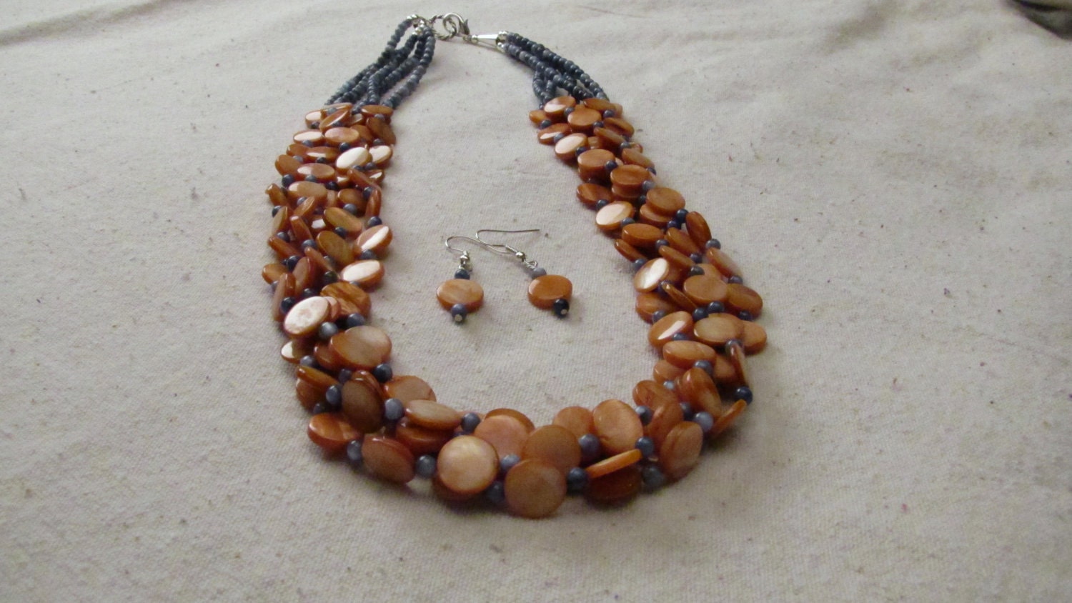 Sand and Surf - Multi Strand Necklace and Earrings