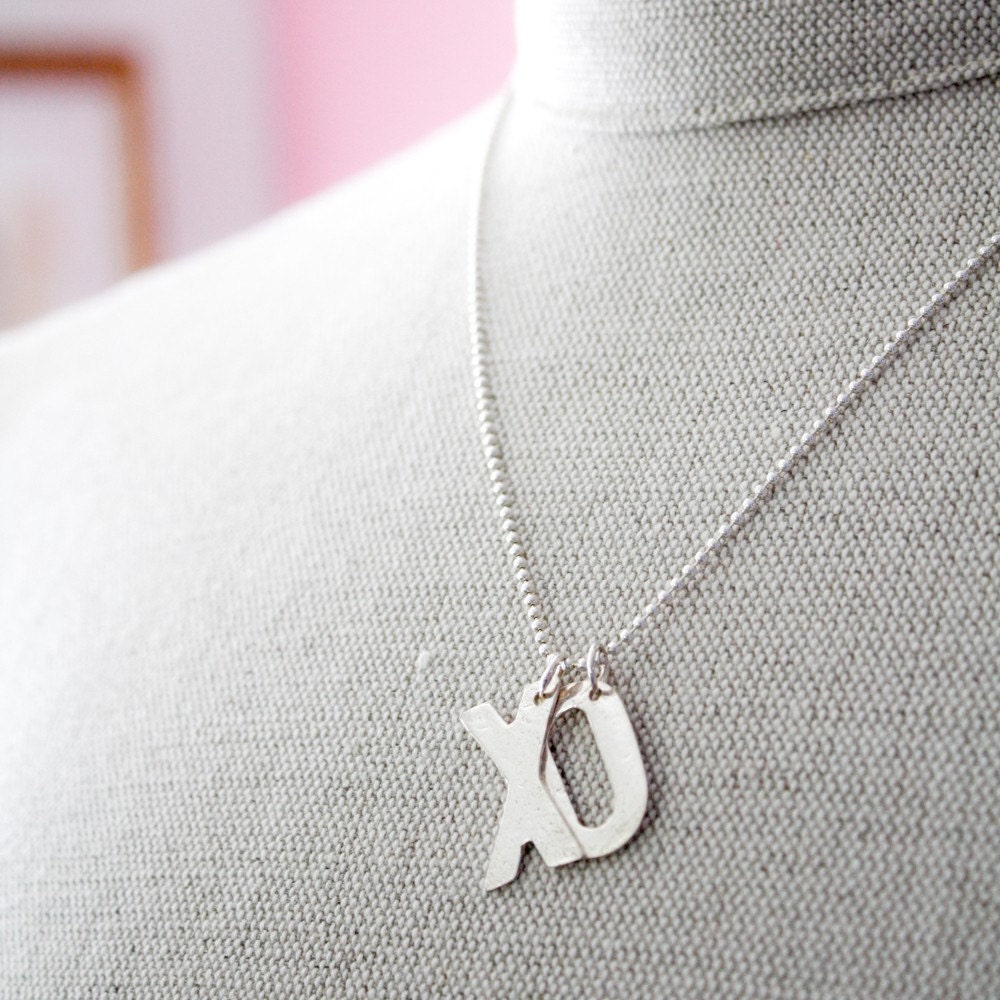 X O...fine silver necklace