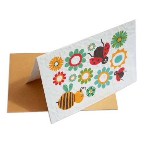 Seeded paper flower greeting card