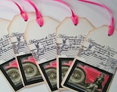 Gift Tags Red Car original Mixed Media  Set of 5
