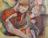mother and child family art print - Close Knit - archival signed 8x10 motherhood and father print