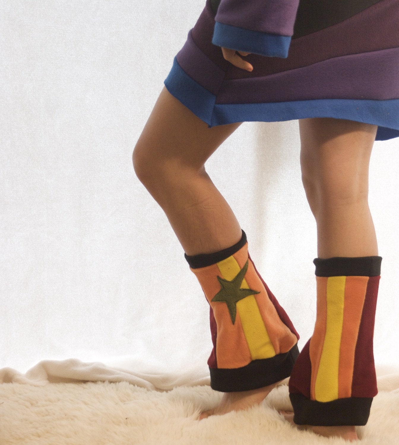 Sunshine Striped Fleece Leg Warmers