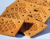 Leather Card Weaving Cards - Star Hand Stamped Hearts 1 3/4 inches square - 10 Cards