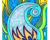 ACEO Blue Yellow Paisley