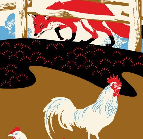 Fox on a chicken hunt - Giclee Print