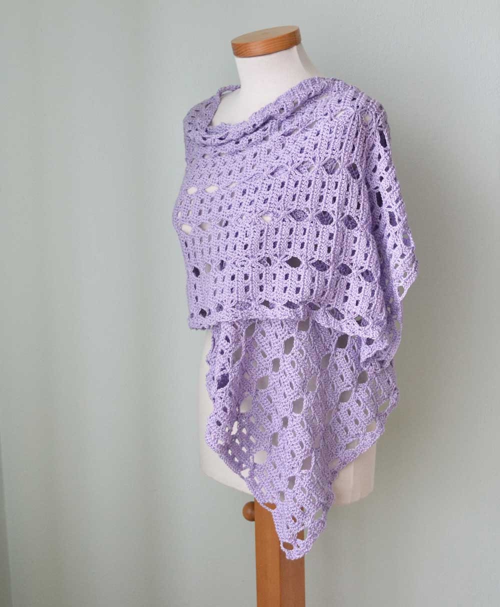 Lilac lace crochet shawl scarf cotton  G735