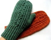 Ramble On - cabled mitten knitting pattern