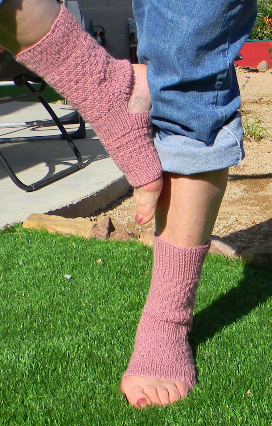 Hand knit socks,yoga socks,  knitted  socks in pink merino