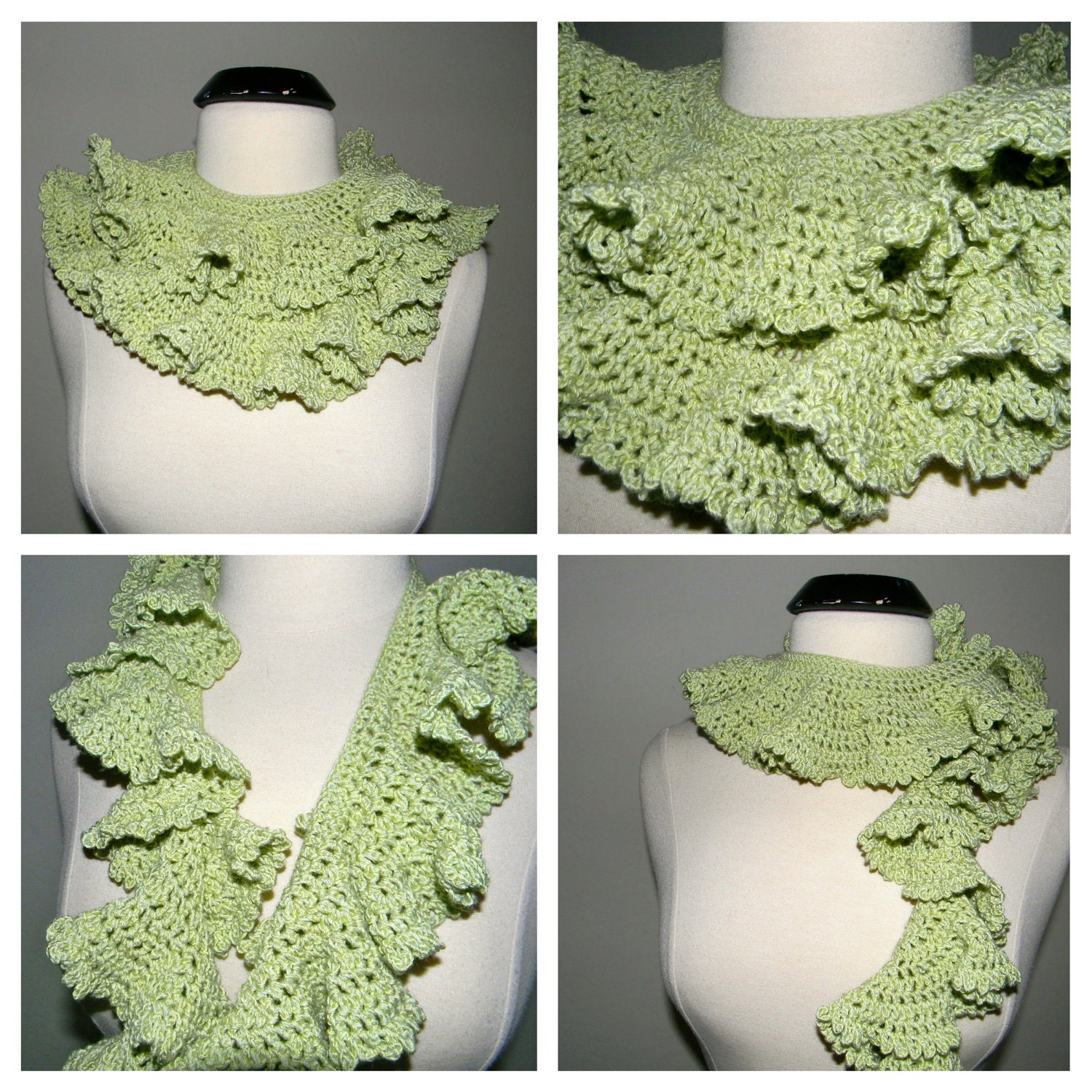 Crochet scarf in lime green, great for spring and cool summer evenings or as a T shirt topper