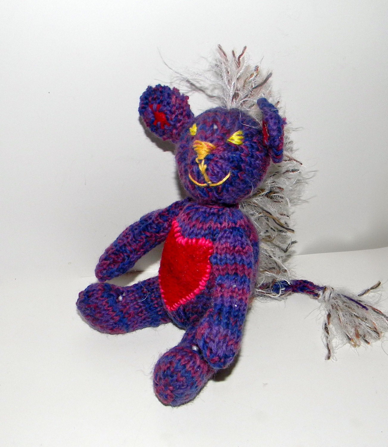 Knited soft sculpture, hybrid horse and mouse - One of a kind