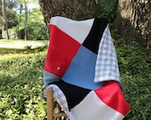 Lovely, fully lined, handmade, upcycled, wool baby blanket.