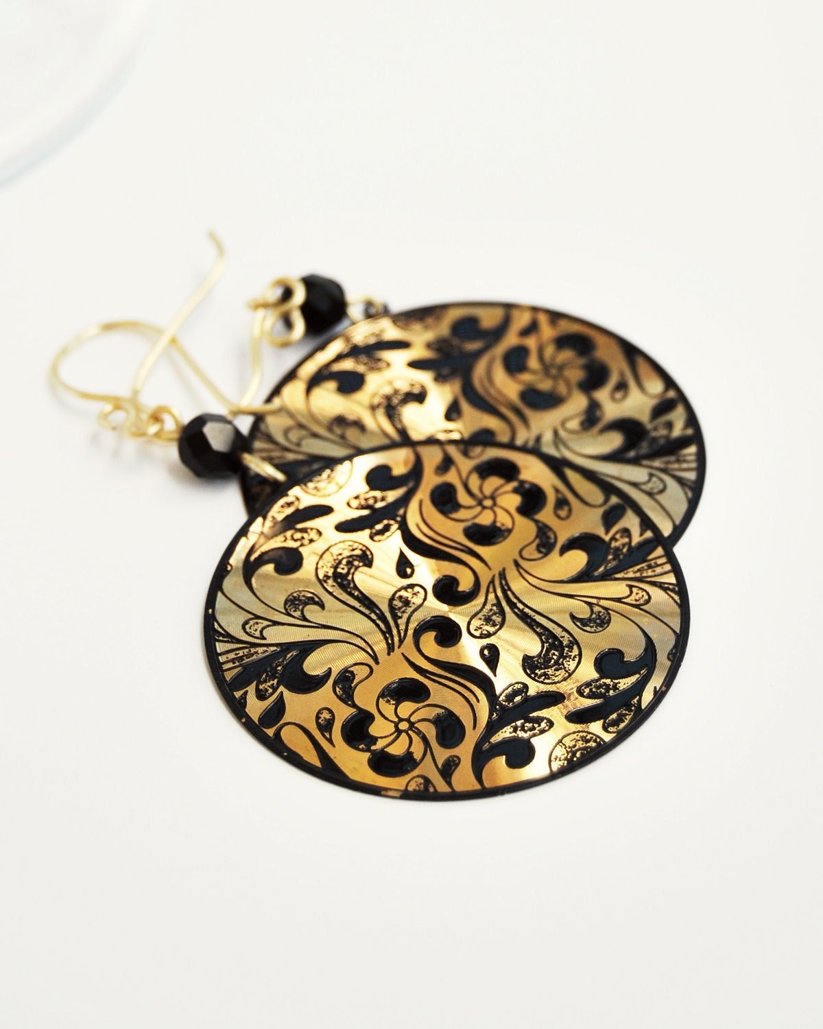 A night in Venice earrings - Enamel black and gold - NoneVeroBijoux