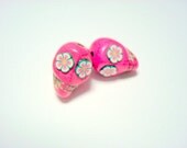 Flower Eyes in Small Pink Day of The Dead Sugar Skull Beads-12mm