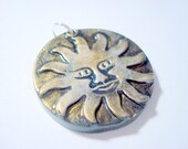 Black, Silver, and Gold Sun Handmade Polymer Clay Pendant