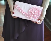 Clutch - The Kimberly Clutch - peppermint pink satin, Wedding Bridal Bag, Bridesmaids Ruffle  Purse, Prom Pink Clutch