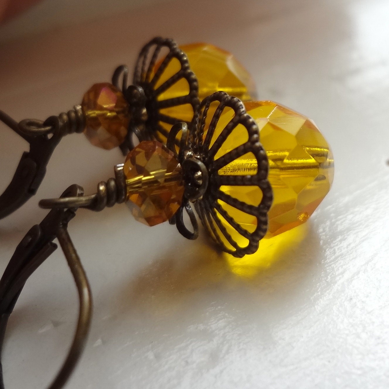 Amber Earrings, Orange Shade