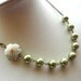 Green Necklace, Glass Pearl and Flower -  Matching Earrings, Bridesmaid necklace