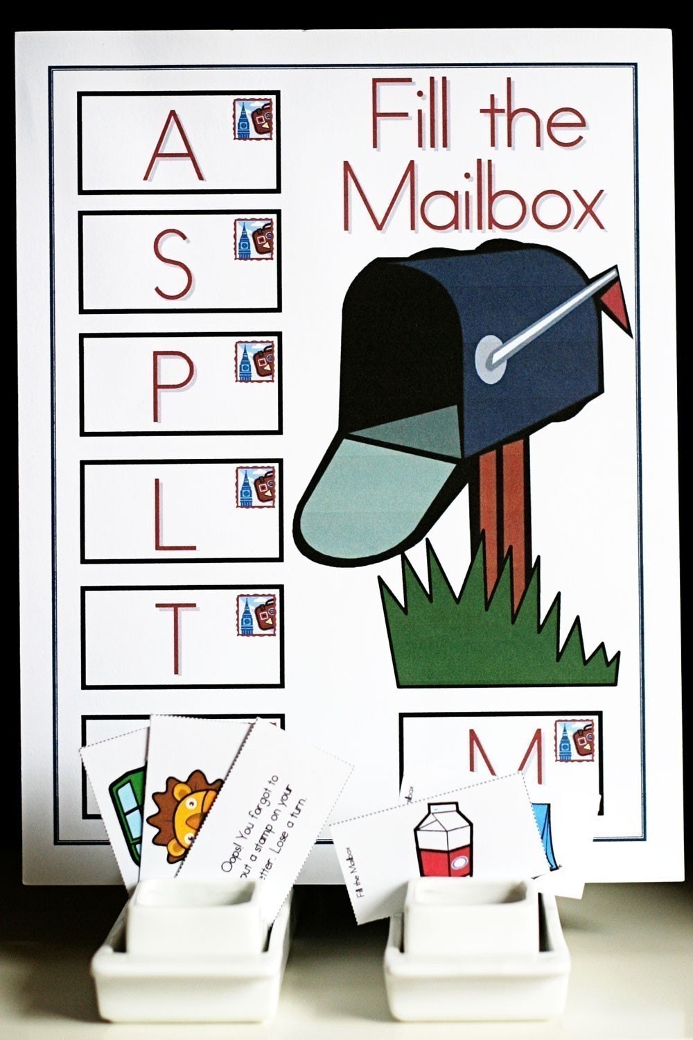 Fill the Mailbox Printable Alphabet Game, Alphabet Chart and Skill Sheet