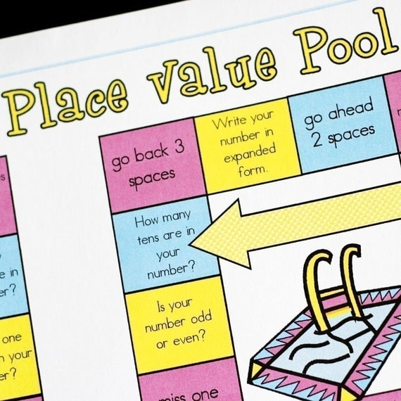 Place Value Pool Printable Math Game and Skill Sheet