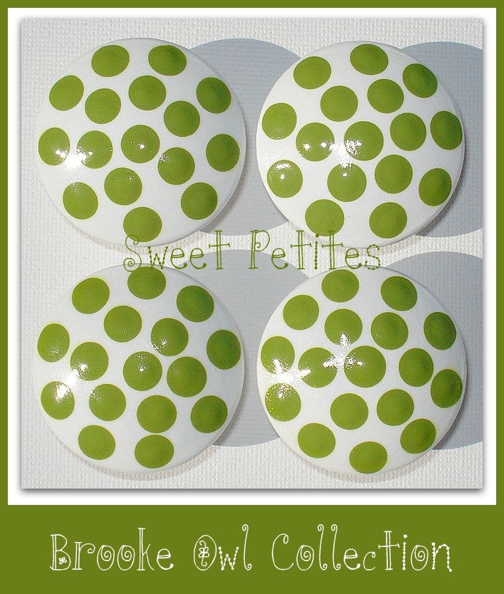 Hand Painted Knobs - Dresser Drawer - Brooke Owl - Polka Dots - Drawr Pulls