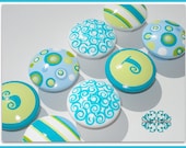 Hand Painted Knob or Nail Cover Dresser Drawer Summertime Lime Stripes Polka Dots Personalization