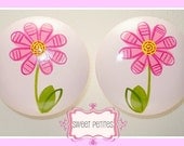Hand Painted Closet Door Knobs Daisy Garden Flowers Set of Two