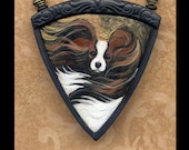 hand painted Papillon dog necklace