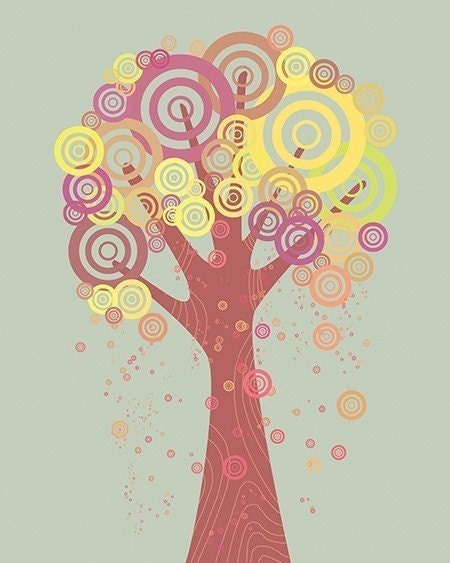 Tree Nursery Art Colorful - 8x10 Print - Stand Up for Yourself - Brown yellow