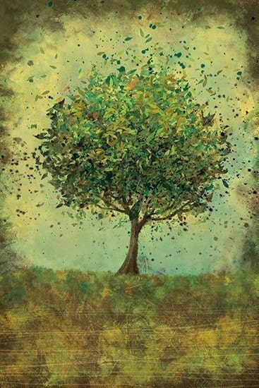 Welcome Change (rustic green) - 12x18 Art Print Wall Decor Modern Woodland