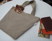SALE - Bucket Bag in soft corduroy with animal print lining
