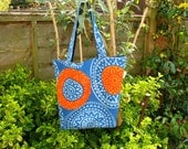Bucket Bag in bright blue and orange abstract print