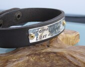 1/2 inch-sterling, copper, and leather cuff bracelet - custom name or saying