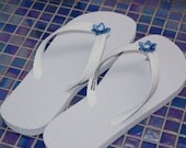 Bride, Bridesmaid, Flower Girl, Bridal Party, Swarovski Crystal or Fabric Flower Cariris Flip Flops