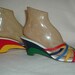Vintage 70s Wedge Shoes / NOS Colorblock Sandals / Primary Colors