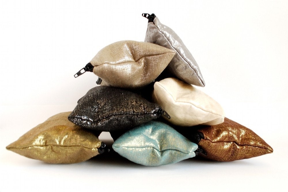 SPECIAL DEAL metallic linen zip pouch buy 2 get 1 free
