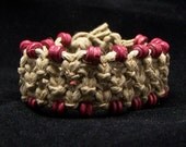 Hemp Jewelry Wood Bead Bracelet Cuff  - Free Shipping