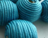 Woven Vibrant Blue Round Beads, 16mm (10 beads) WB0025