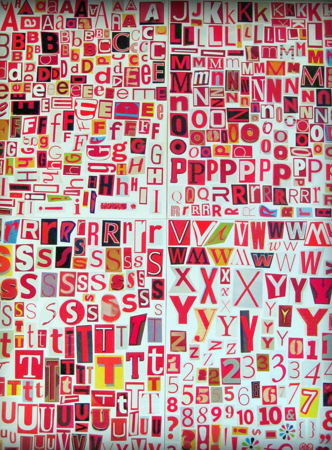 Printable Digital Alphabet - Red Series, A to Z, 1-10, Magazine, Valentine, Red Letters