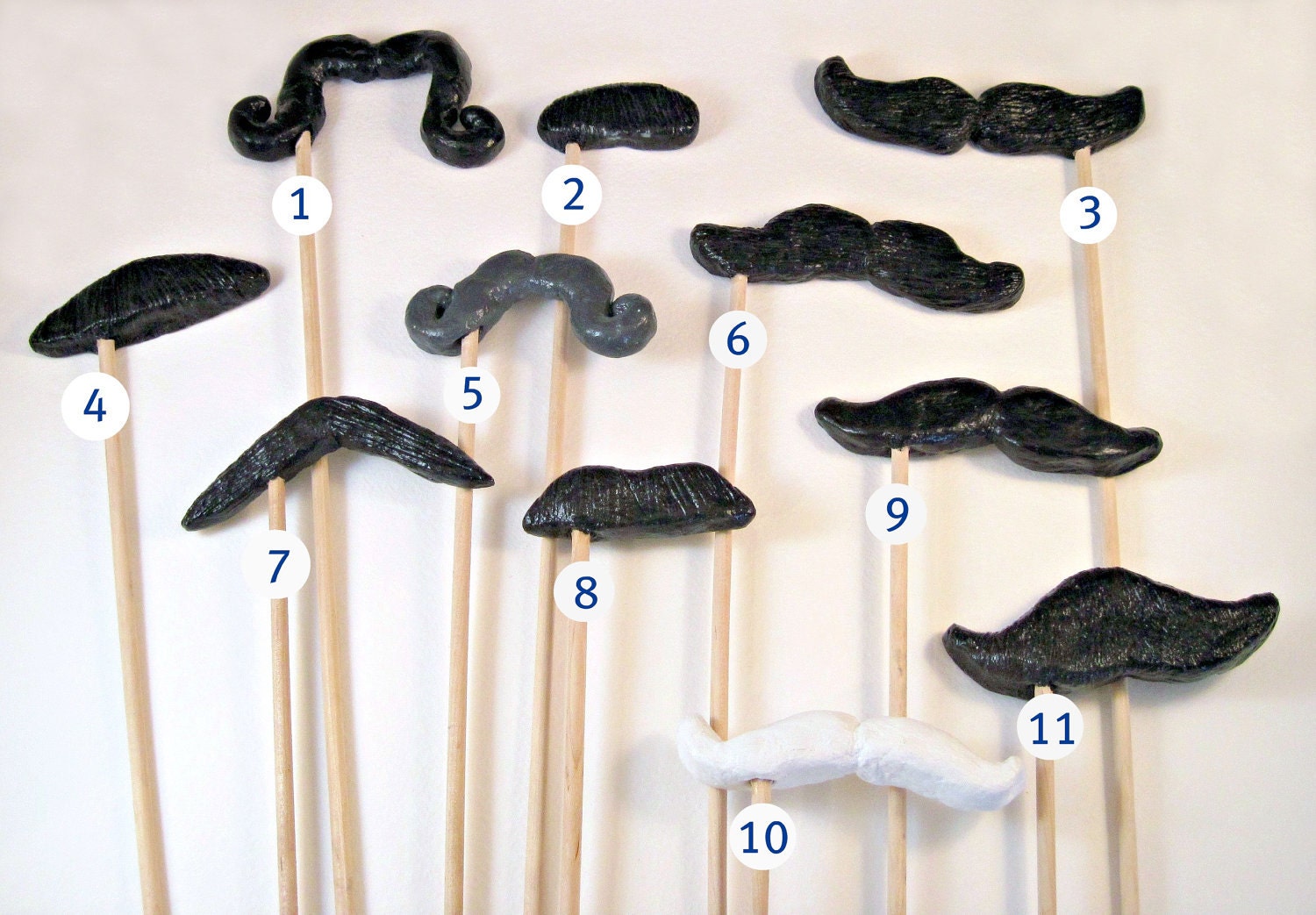 Mustache on a Stick, Made To Order, Paper Mache, Photobooth Prop, Party Favor, Moustaches