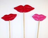 Lips on a Stick, Le Grande Smooch, Paper Mache Red Lips, Made To Order