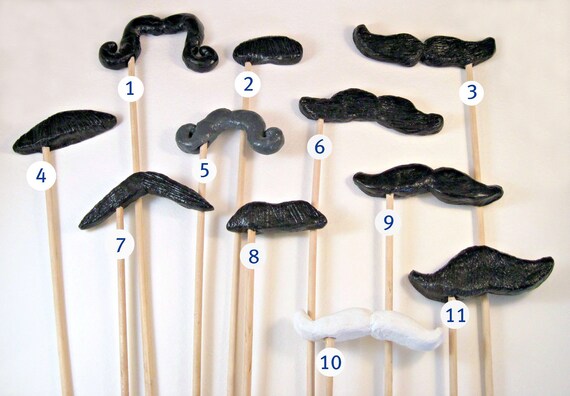 Mustache on a Stick, Made To Order, Paper Mache, Photobooth Prop, Party Favor, Moustaches
