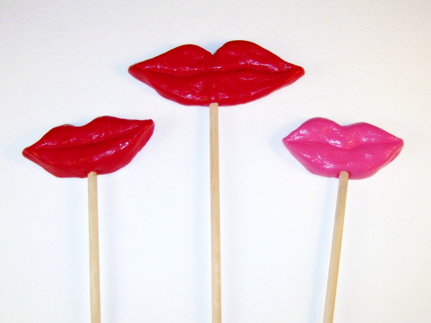 Lips on a Stick, Le Grande Smooch, Paper Mache Red Lips, Made To Order
