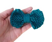 Little Knit Hair Bow in Teal