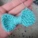 Turquoise bow necklace - hand knit on silver chain